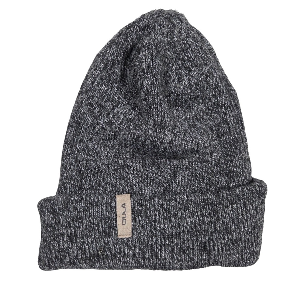 Bula Mens Gray Marl Wool Blend Cuffed Beanie Knit Winter Hat Made in Canada